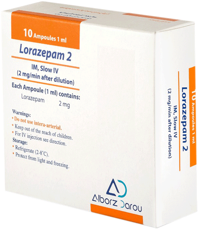 لورازپام  2mg/1mL,1mL تزریقی