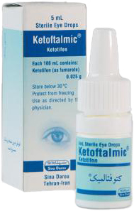کتوتیفن 0.025%,5mL قطره محلول چشمی